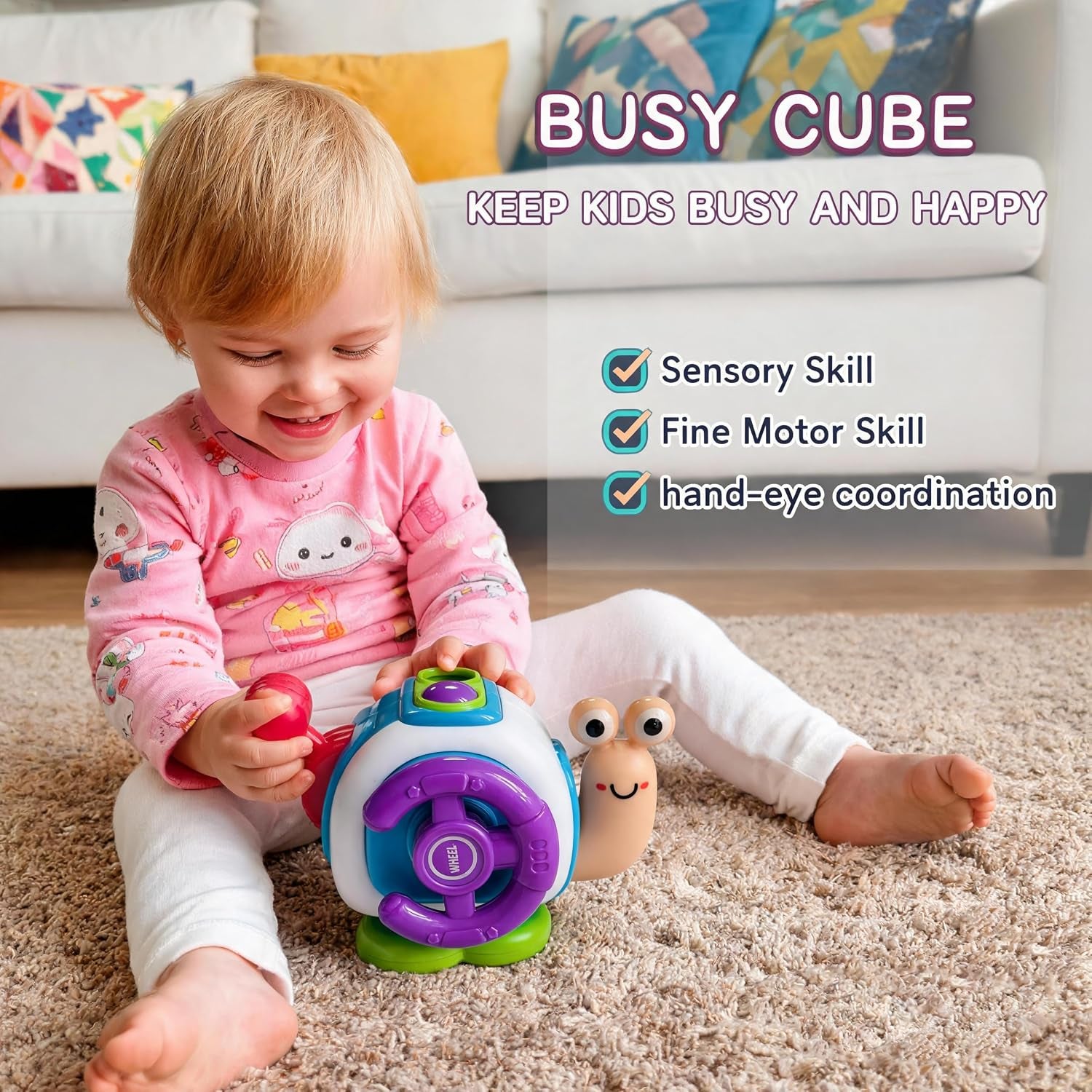 Montessori Toys for Toddlers 1-3 - Travel Activities Busy Board Cube - Baby Sensory Toys Gifts for 18+ Months 1 2 One Year Old Infant Boys Girls - Airplane Plane Car Travel Toys Educational Learning