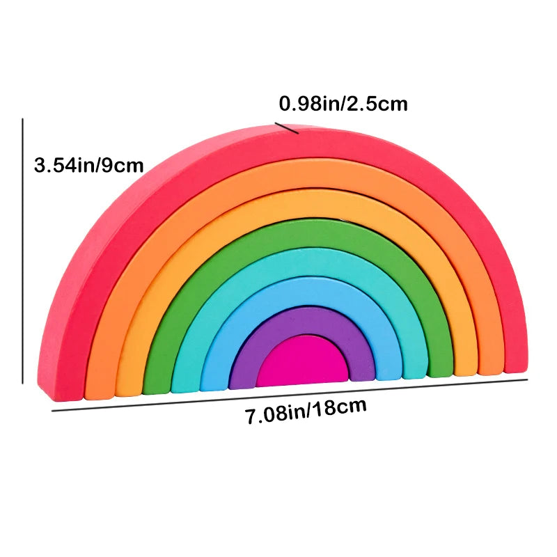 Wooden Rainbow Stacking Toy – Montessori Colour & Coordination Game for Childre