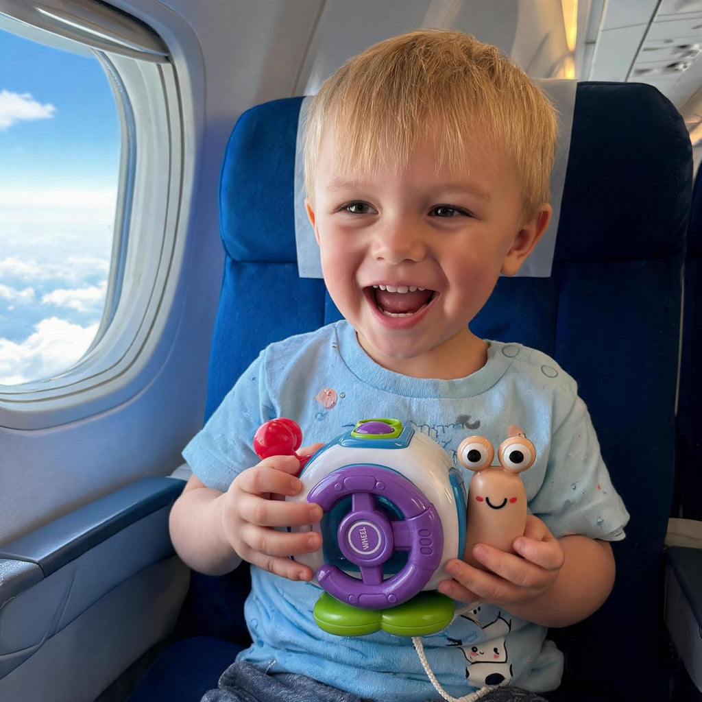Montessori Toys for Toddlers 1-3 - Travel Activities Busy Board Cube - Baby Sensory Toys Gifts for 18+ Months 1 2 One Year Old Infant Boys Girls - Airplane Plane Car Travel Toys Educational Learning