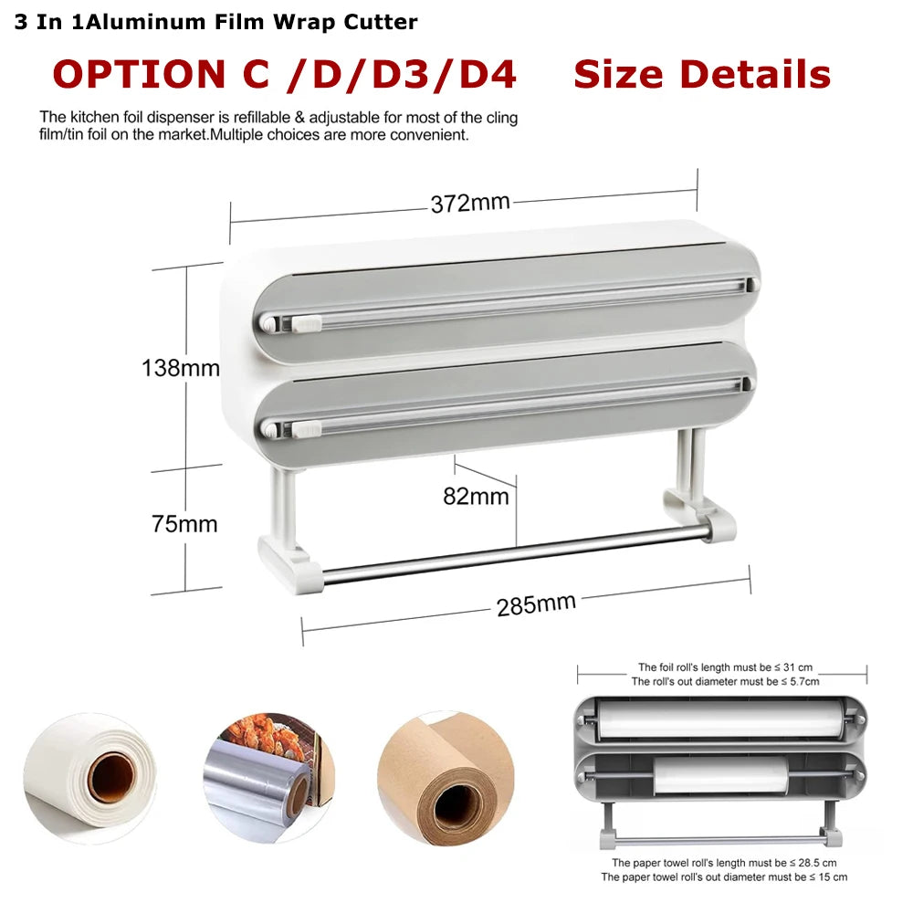 3-in-1 Kitchen Wrap & Paper Towel Holder – Keep Your Busy Family Kitchen Organised