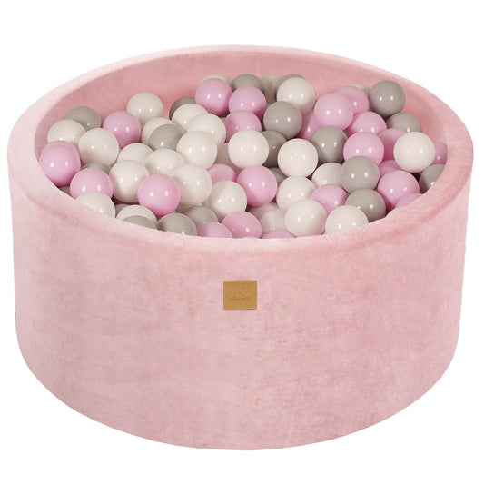 Ball Pit with 300 balls, 90x40cm - Light Pink Velvet