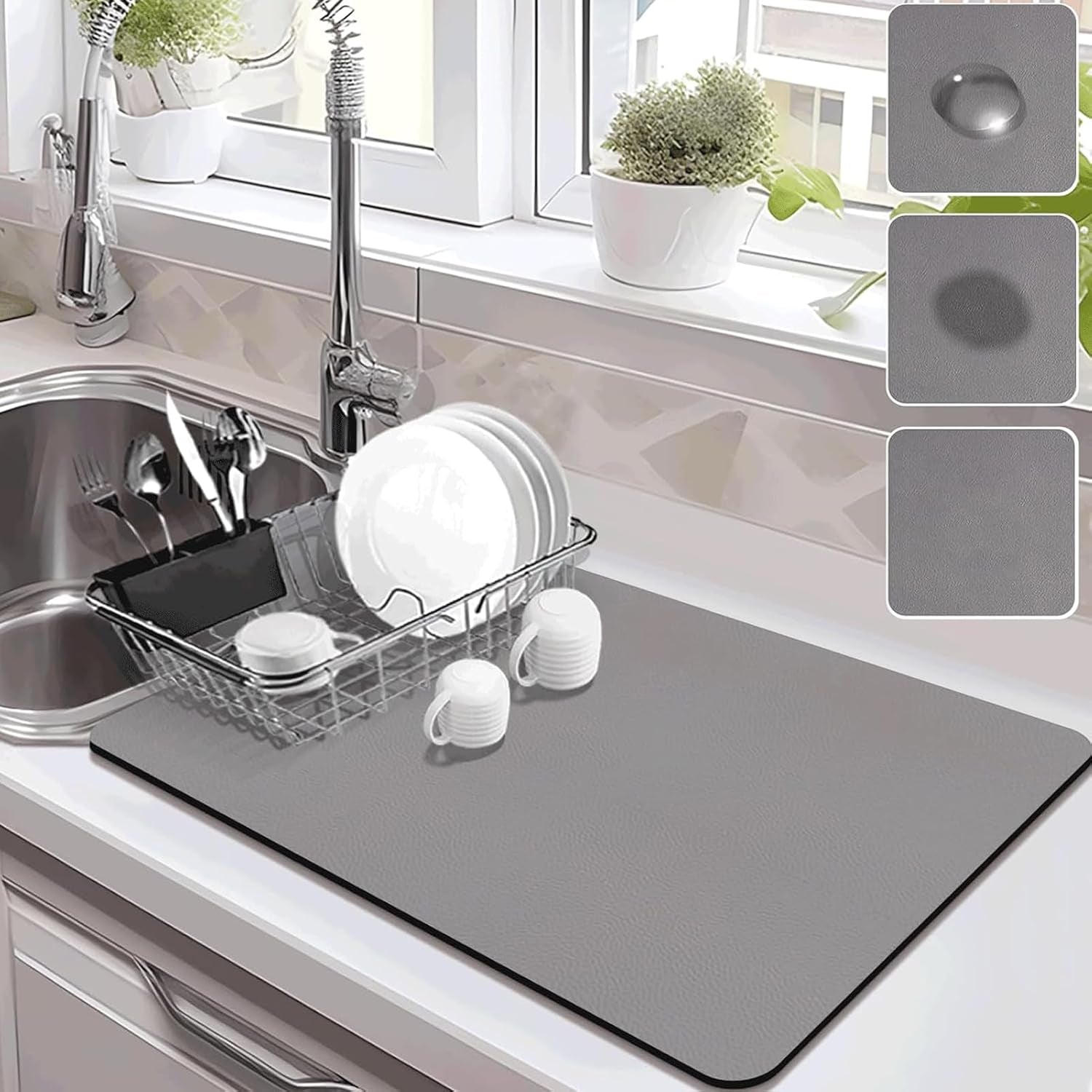 Quick-Dry Dish Drying Mat – Absorbent, Non-Slip Kitchen Mat for Busy Family Homes