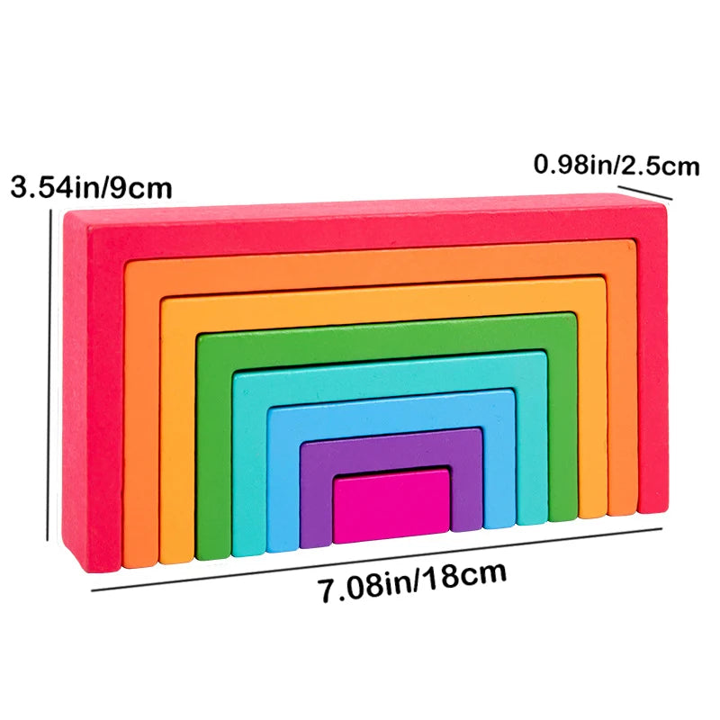 Wooden Rainbow Stacking Toy – Montessori Colour & Coordination Game for Childre